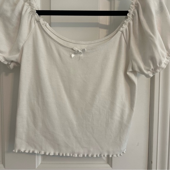 American Eagle White Babydoll Crop Top Medium - Picture 2 of 5